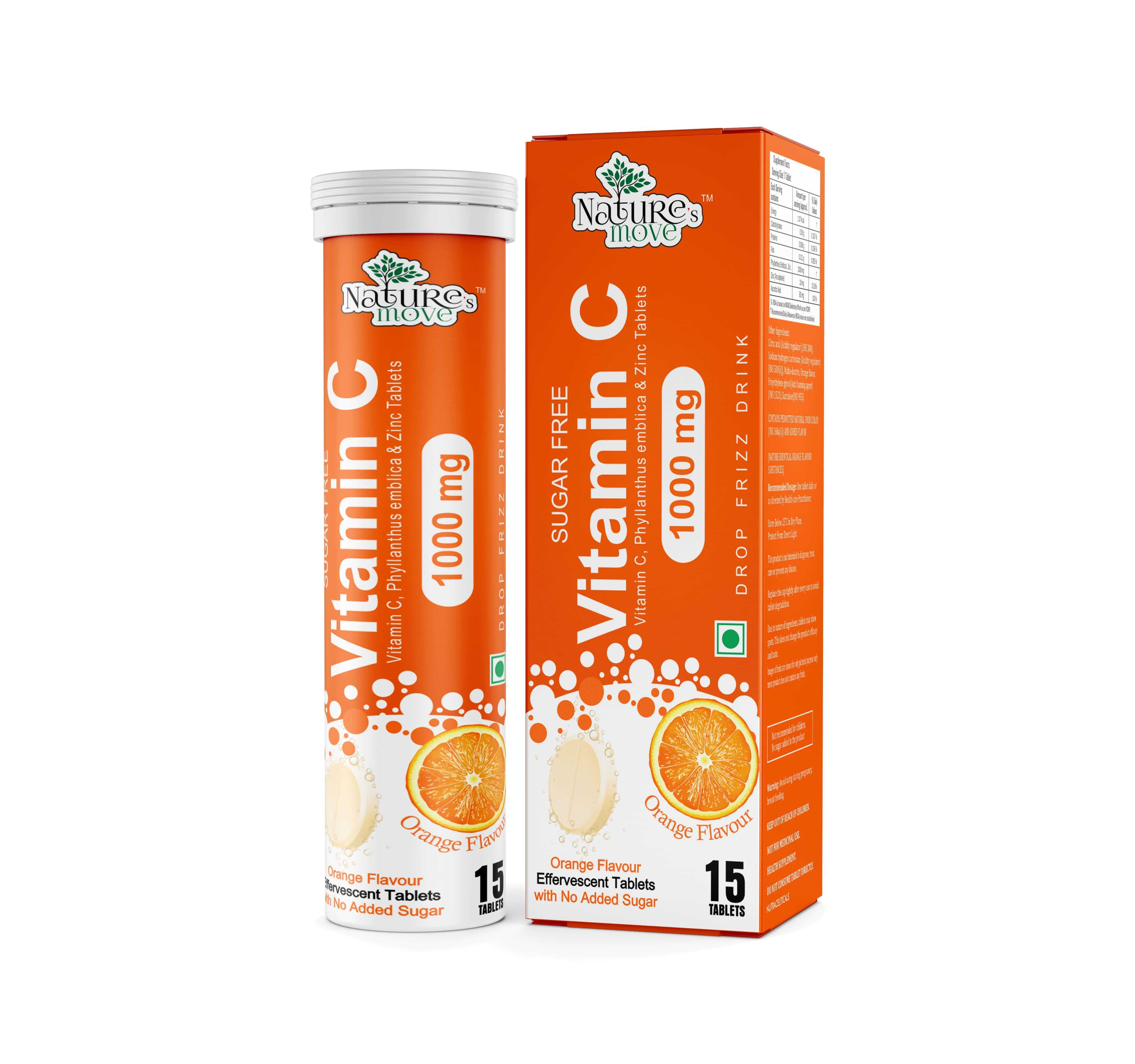 Vitamin C Effervescent Tablets 1000mg Orange Flavour